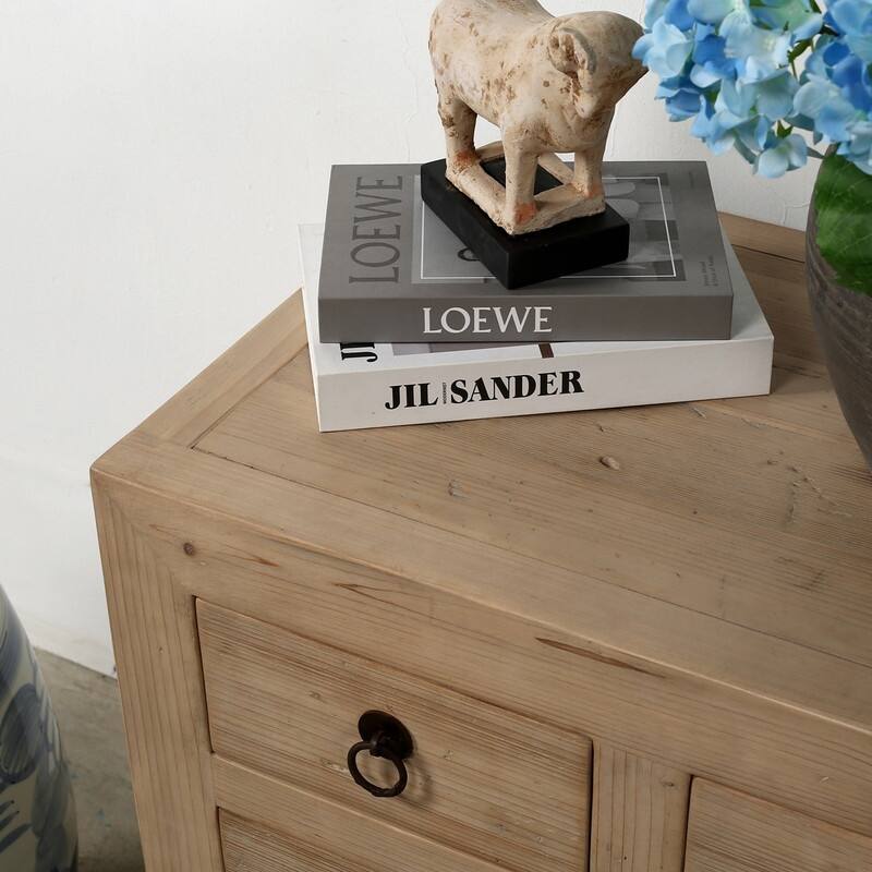 Capri Nightstand with 4 Drawers Weathered Natural Pine 28X18X27H