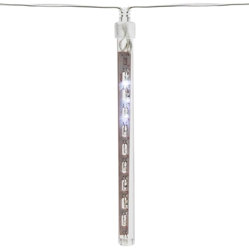 Set of 10 White Transparent Dripping Icicle Snowfall Christmas Light Tubes - 14.25 ft Clear Wire - 14.25'
