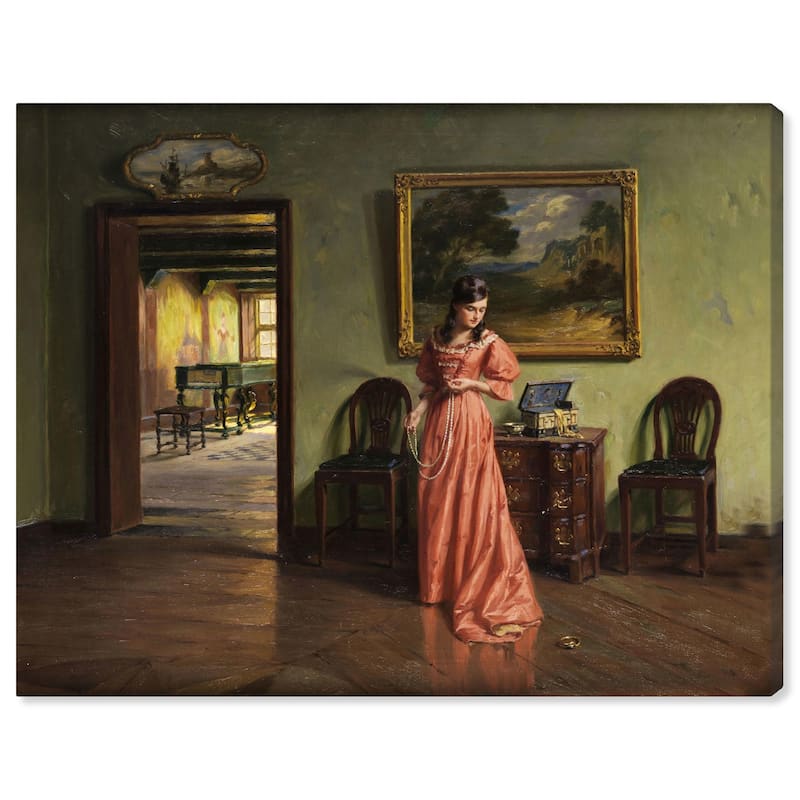 Woman and the Necklace Canvas by Art Remedy, Gallery Wrapped - 24" x 20"