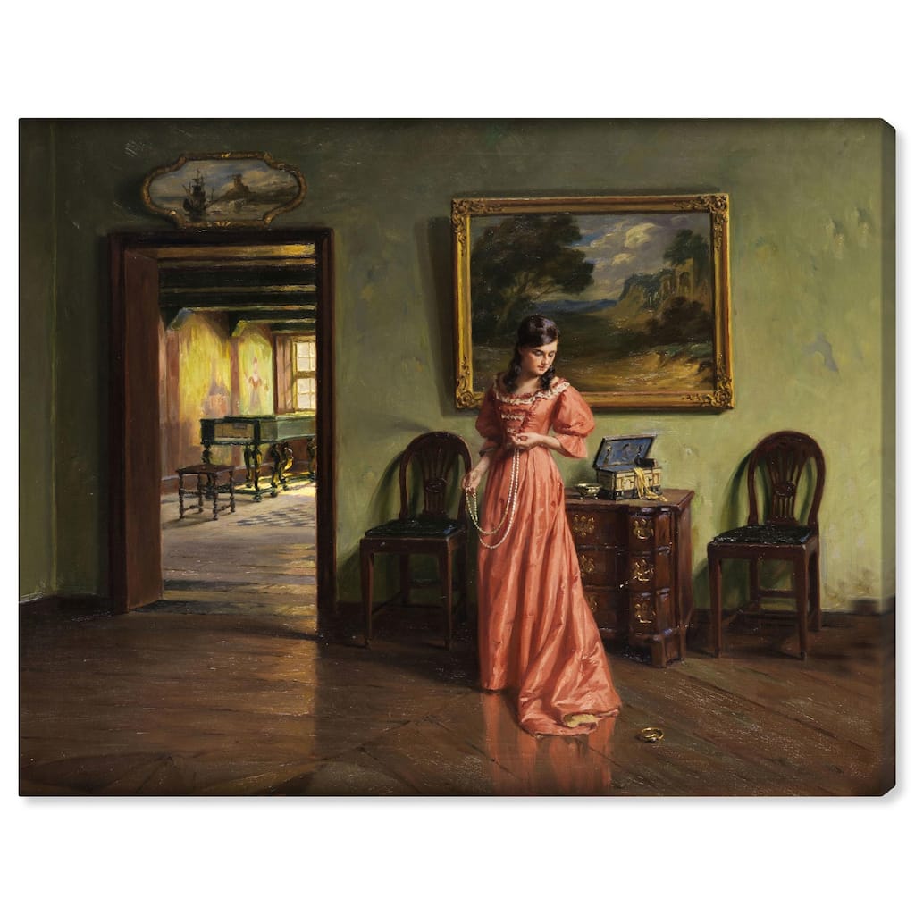 Woman and the Necklace Canvas by Art Remedy, Gallery Wrapped