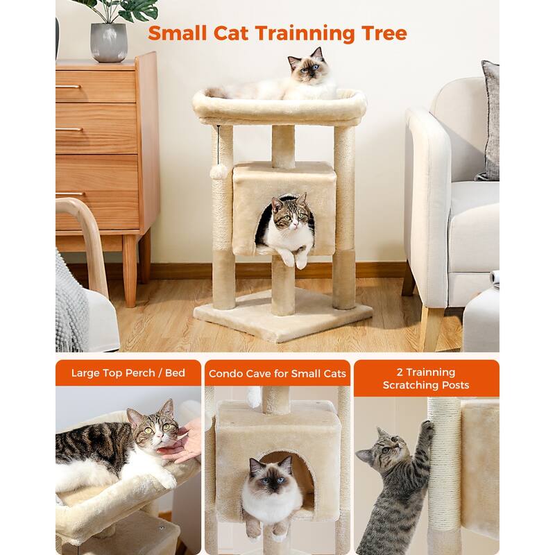 29" Indoor Cat Tree Tower Cat Condo with Scratching Posts & Plush Perch