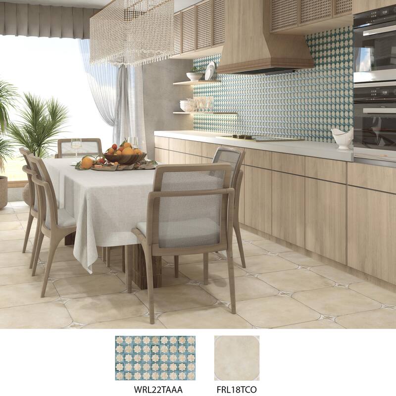 Merola Tile Tetuan Astre Arena Aqua 12-1/8" x 21-7/8" Porcelain Wall Tile