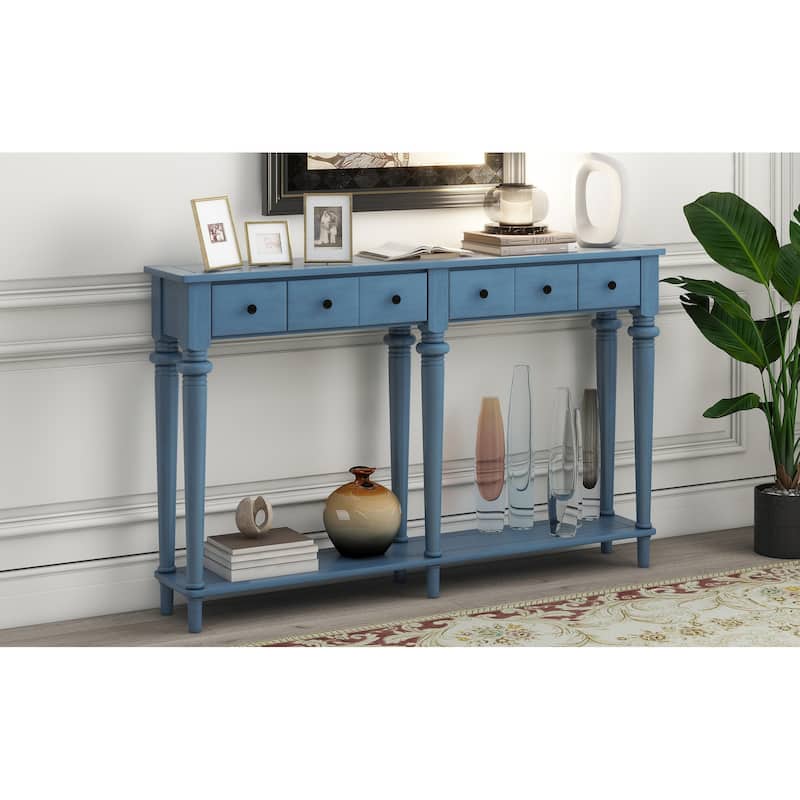 Retro Console Table with Open Shelf
