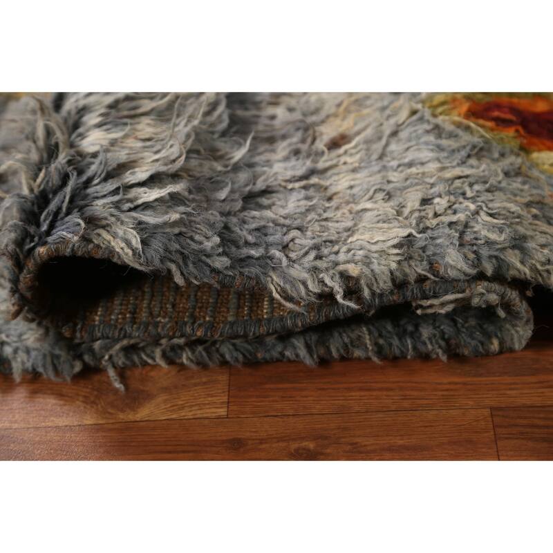 Hand Knotted Oriental 100% Wool Carpet Modern Tribal Navy Blue & Blues Moroccan Area Rug - 9' 9'' X 6' 4''