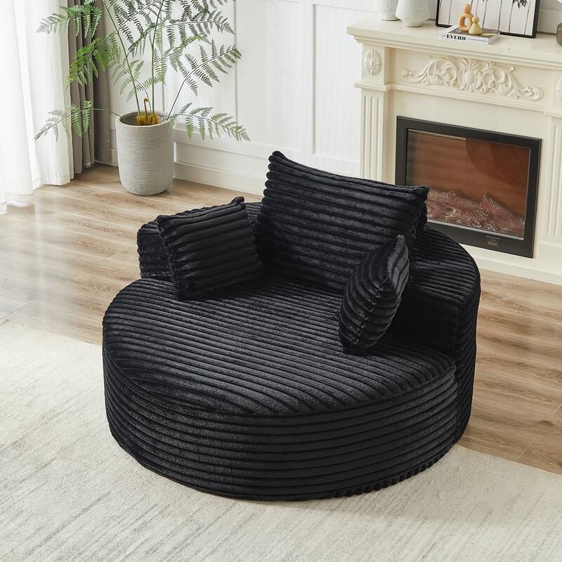 Corduroy Sponge single sofa,No Assembly Required - Black/Corduroy