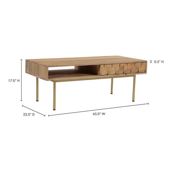 Aurelle Home Modern Solid Mango Wood and Brass Iron Coffee Table - Bed ...