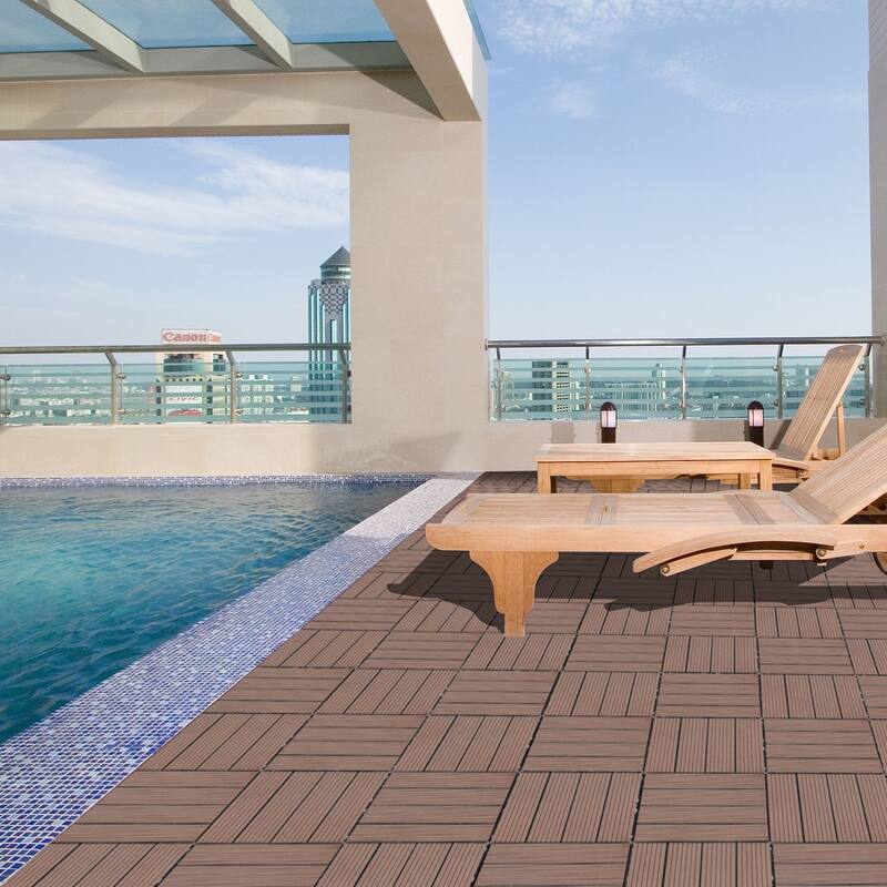 11.8" x 11.8" square wood-plastic composite deck tiles
