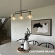 preview thumbnail 5 of 9, Modern Black Gold 3-Light Linear Glass Chandelier Kitchen Island Light for Dining Room - L33.5" x W7.1" x H11"