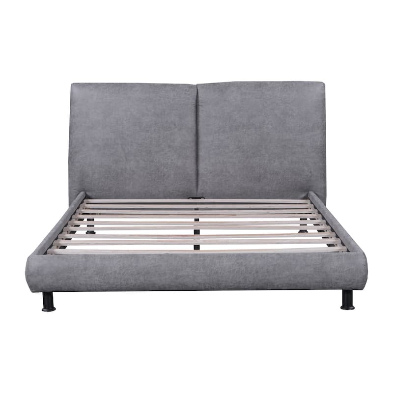 HomeRoots Dark Gray Tufted Upholstered Queen Bed Frame