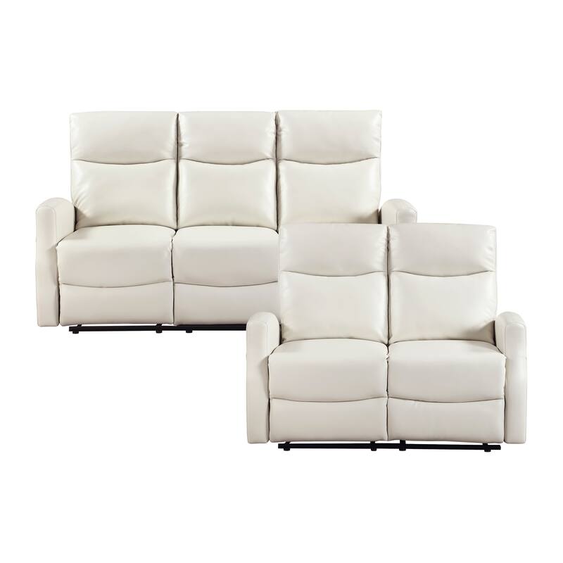 Centralia Faux Leather 2-Piece Manual Double Reclining Sofa Set - Beige