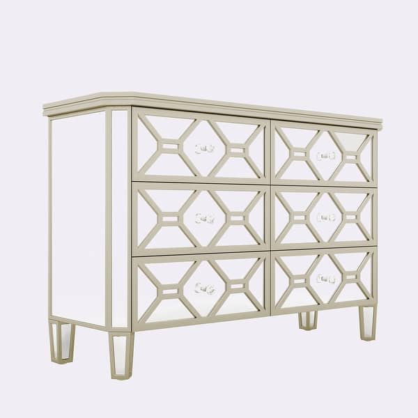 slim fit dress slacks Lucia 6-drawer Dresser with Mirror White
