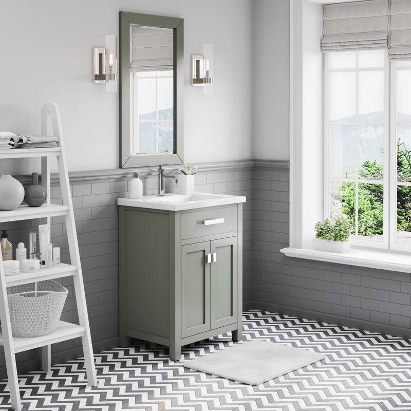 Myra 24 In Ceramic Sink Top Vanity in Glacial Green with Single Faucet