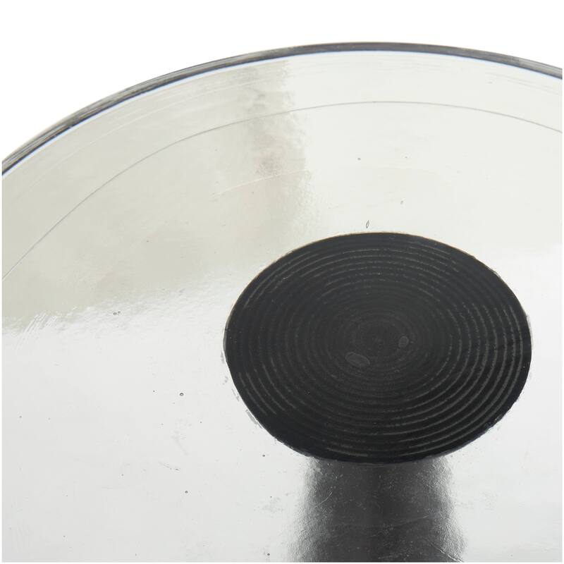 Gold or Black Aluminum Cone Geometric Accent Table with Textured Glass Tabletop