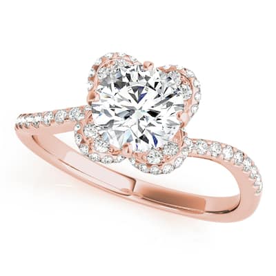 Auriya 14k Rose Gold Lab Grown Round Diamond Halo Engagement Ring 0.50 to 5.00 ct. tw. (F-G VS)