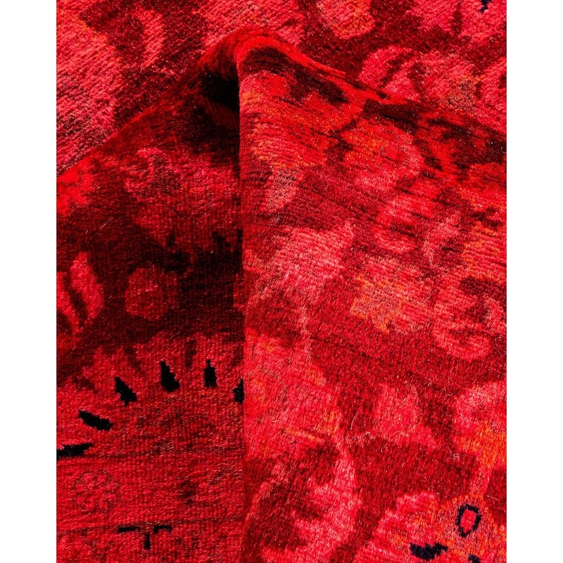 Overton Hand Knotted Wool Vintage Inspired Modern Contemporary Overdyed Red Area Rug - 3' 1" x 5' 4"