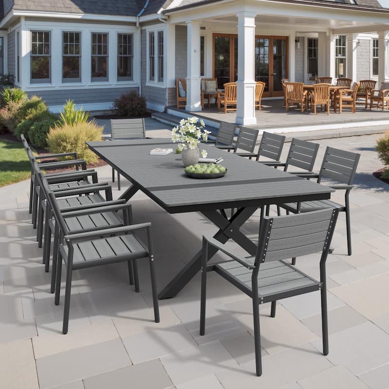 Pellebant Outdoor Patio Aluminum Dining Chairs with Armrest - 19.4" D x 18.9" W x 34.3" H