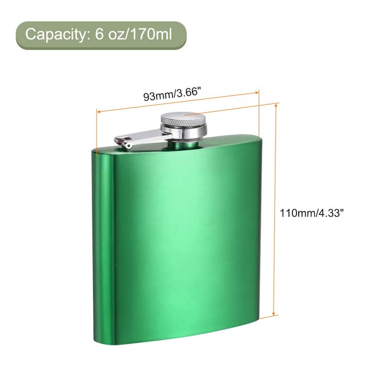 6oz 170ml Stainless Steel Hip Flask for Camping Outdoor Activity - Green