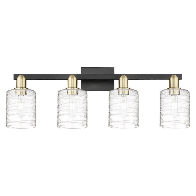 Innovations Lighting 716-4W-11-32 Cobbleskill Vanity Cobbleskill 4 - Black Antique Brass / Deco Swirl