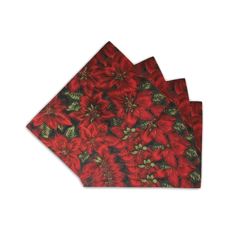 Holiday Christmas Decorative Fabric Placemat Set - Set of 4, 13"x18"