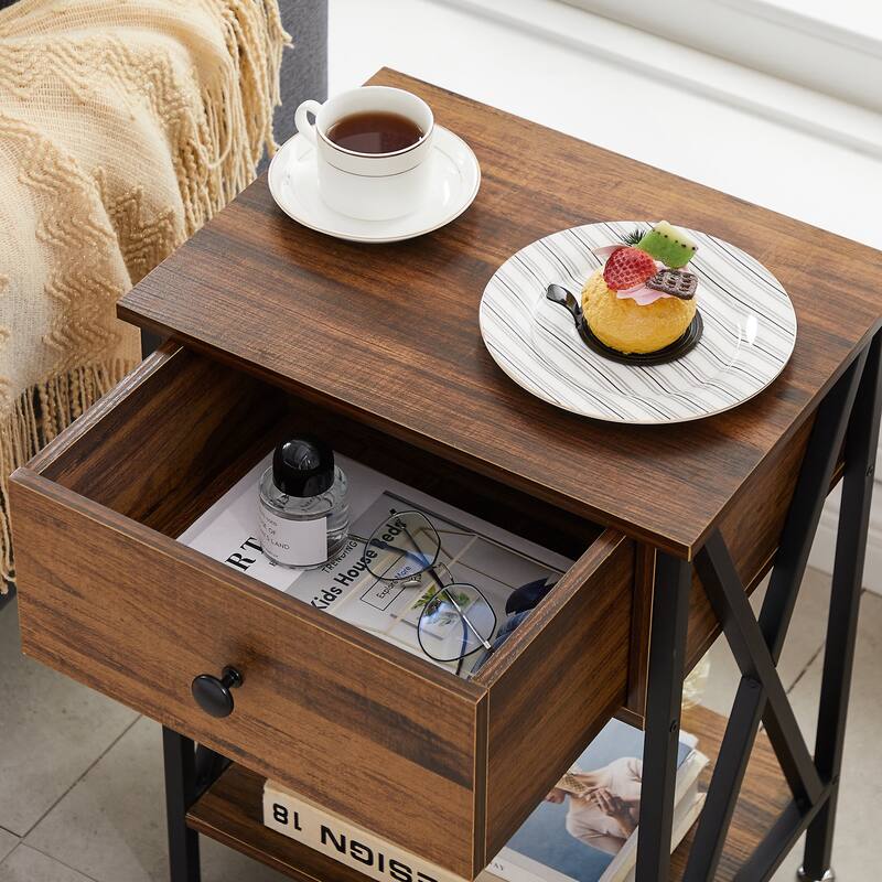 Javlergo Set of 2 Nightstand with USB Charging Station for Bedroom Living Room