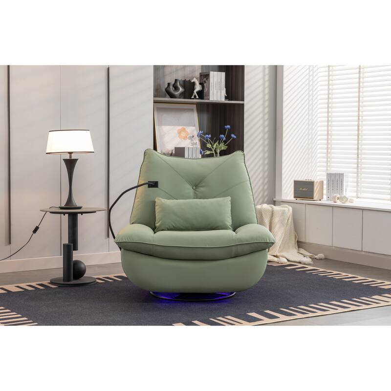 270 Swivel Glider Recliner Chair, Power Recliner Rocking Chair, USB Port Charge for Nursery Chair with Atmosphere Lamp - Green