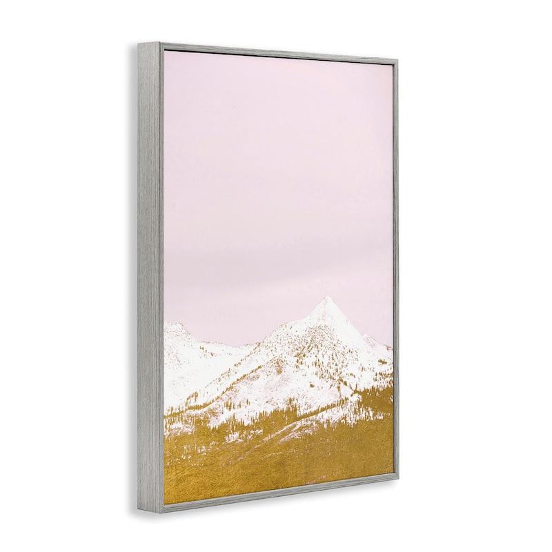 Stupell Snowy Mountain on Pink Framed Giclee Art Design By Gemma Bardot