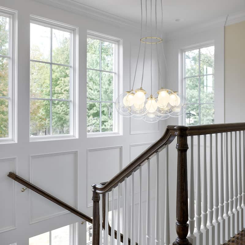 Modern Textured Glass Globe Pendant Light Frosted Shade Dining Room