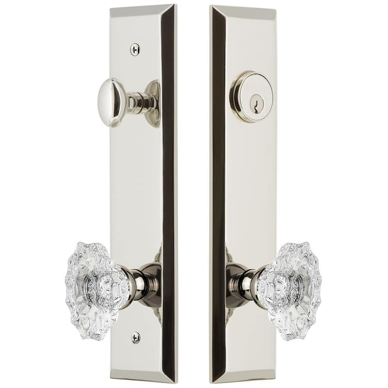 Grandeur Fifth Avenue Solid Brass Tall Plate Single Cylinder Keyed - Polished Nickel