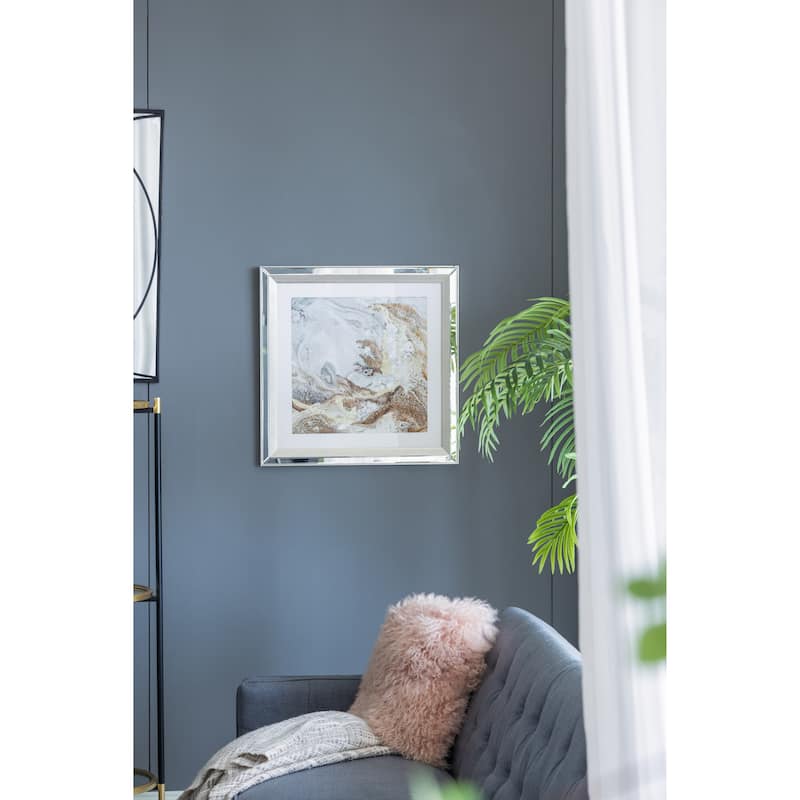 23.6x23.6" Perryman Crystal Mirror Framed Wall Art on Mellow Golden Tint Background - Multicolor