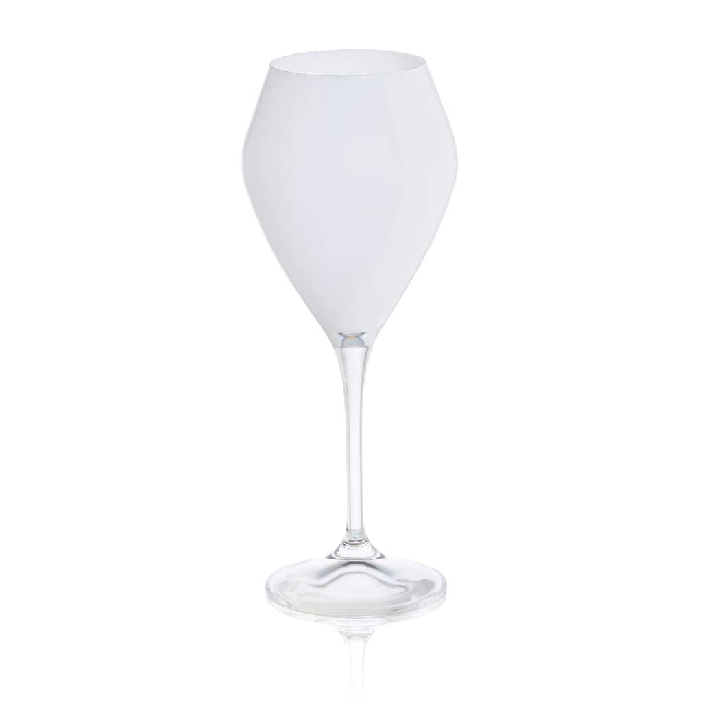 Set Of 6White Wine Glasses With Clear Stem - 9"H