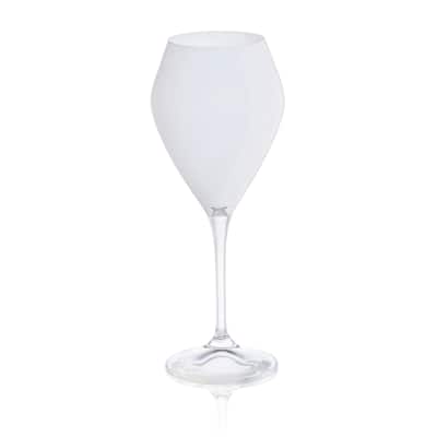 Set Of 6White Wine Glasses With Clear Stem - 9"H