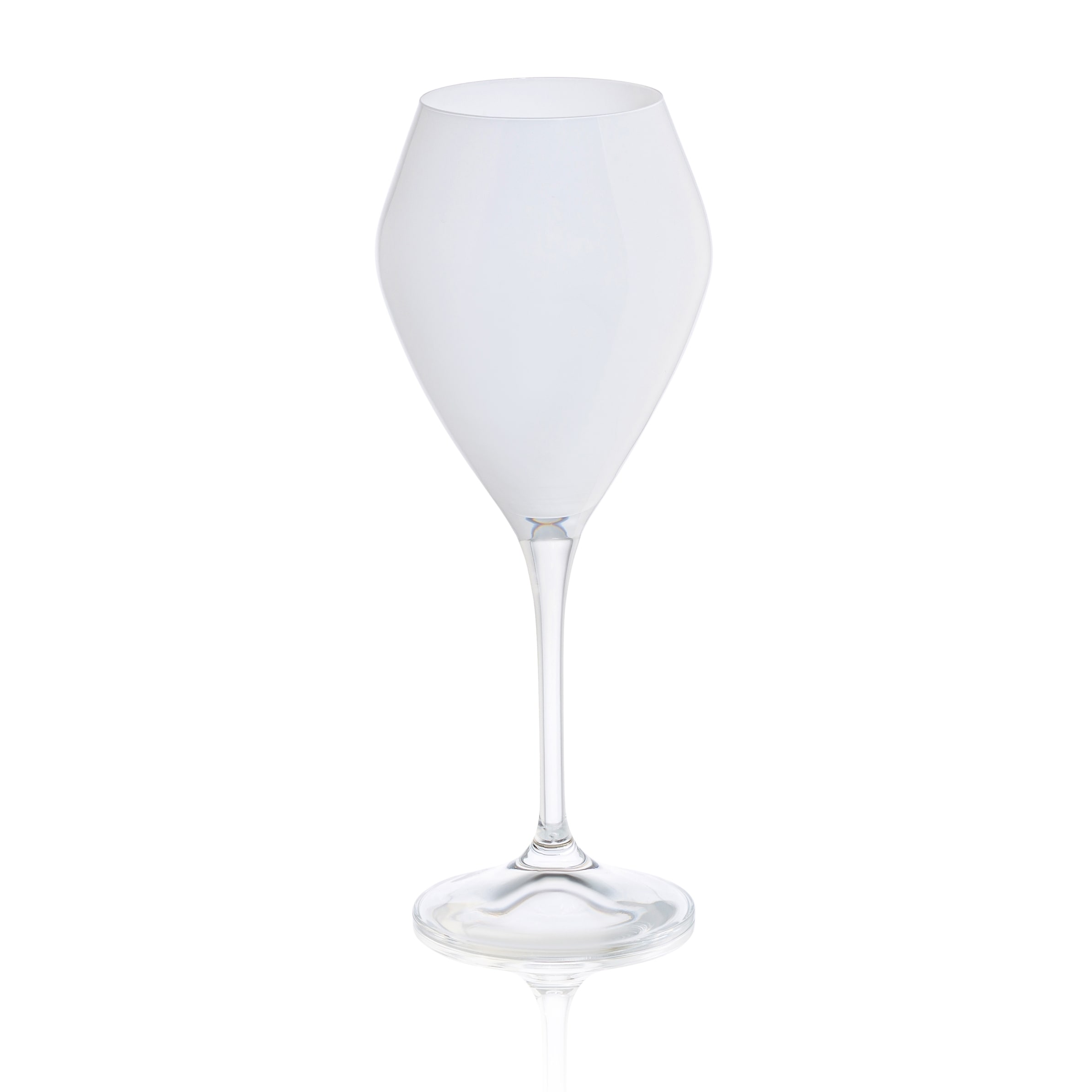 Set Of 6White Wine Glasses With Clear Stem - 9"H