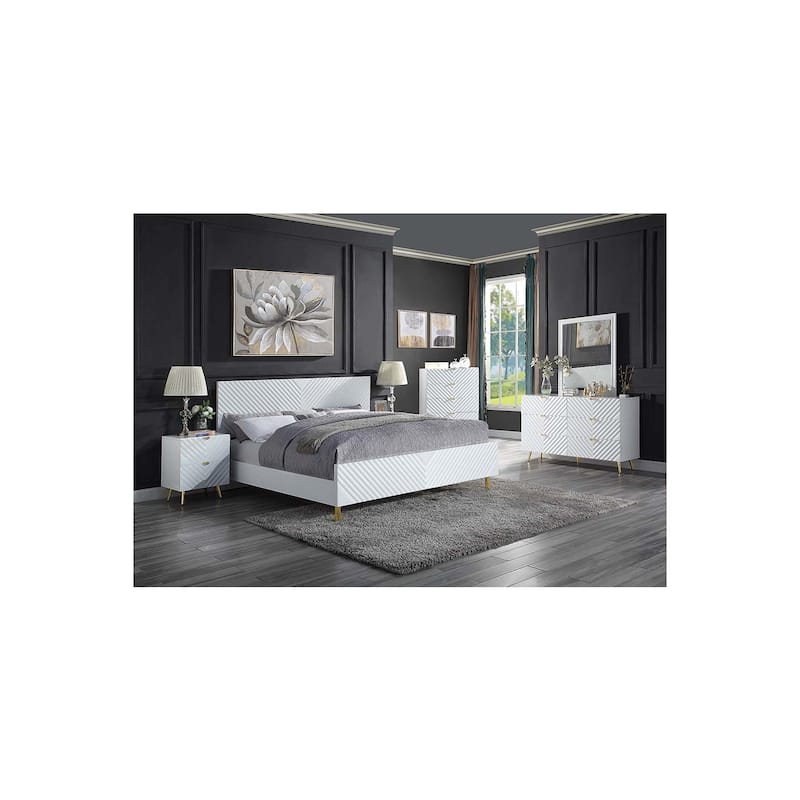 Queen Size Bed - Baroque Style Platform Bed Frame - Modern Bedroom Furniture