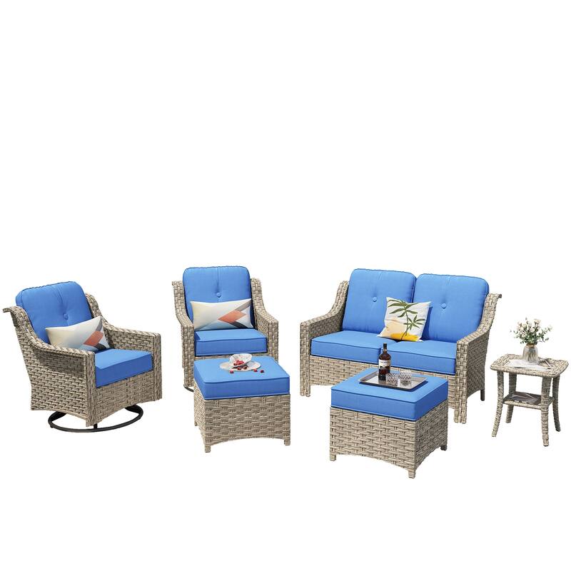 XIZZI 6-piece High-back Outdoor Seating Furniture Set with Swivel Chair