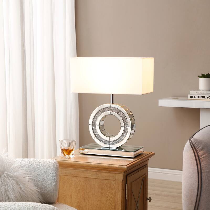 Decor 20.9 in. Silver Table Lamp with White Lampshade