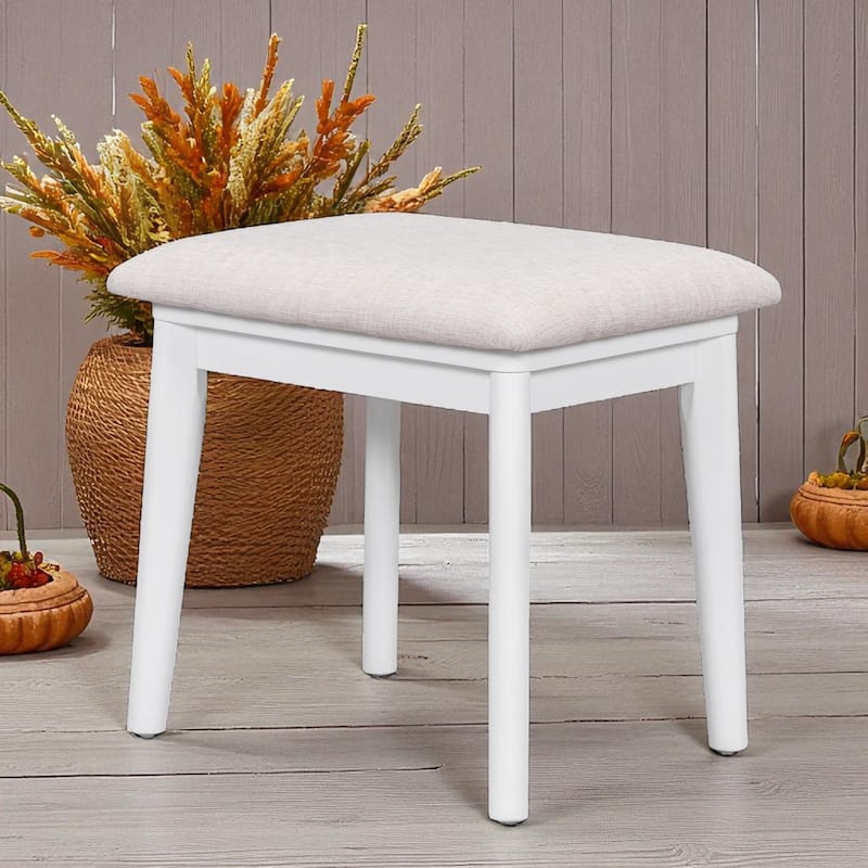 43.3" Wood Makeup Vanity Set with Flip-Top Mirror, 3 Drawers and Upholstered Stool, Dressing Table with Storage