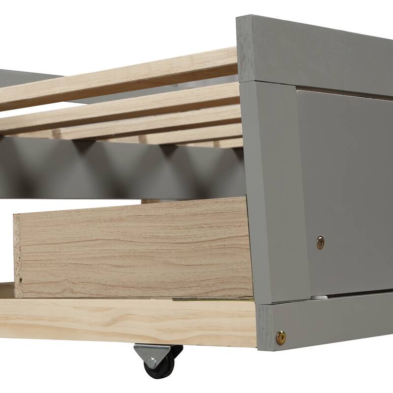 Expandable Twin to King Daybed with Storage, Trundle, and Solid Pine Wood Frame, Easy Assembly