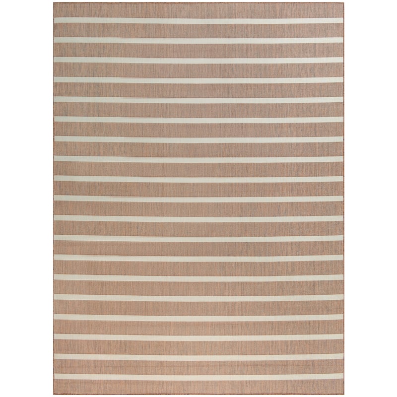 Nourison Positano Indoor/Outdoor Striped Area Rug. - 8' x 10' - Jute/Ivory