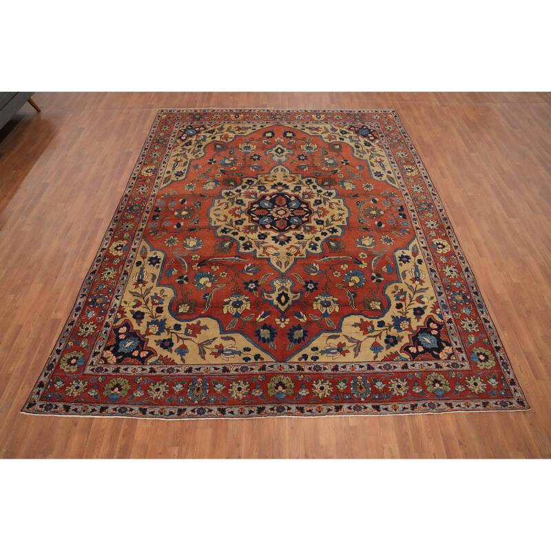 Hand Knotted Oriental 100% Wool Carpet Traditional Floral Oranges & Rust Bakhtiari Area Rug - 11' 6'' X 9' 2''