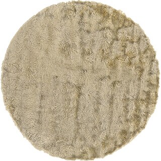8' Tan And Taupe Round Shag Tufted Handmade Area Rug - 3'6