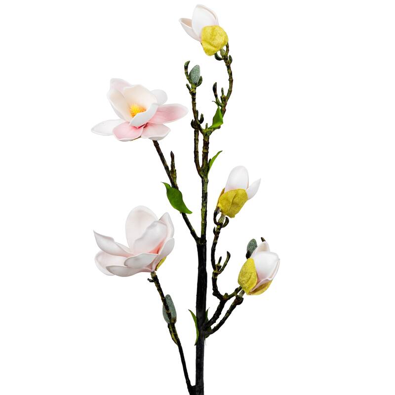 Magnolia Artificial Floral Sprays- 33" - White and Pink - Set of 4