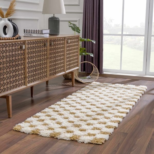slide 2 of 14, Hauteloom Atira Living Room, Bedroom Area Rug - Contemporary - Plush Pile - Light Gray,Cream - 7'10" x 10'3" 2'7" x 10' - Light Mustard, Cream / Atira