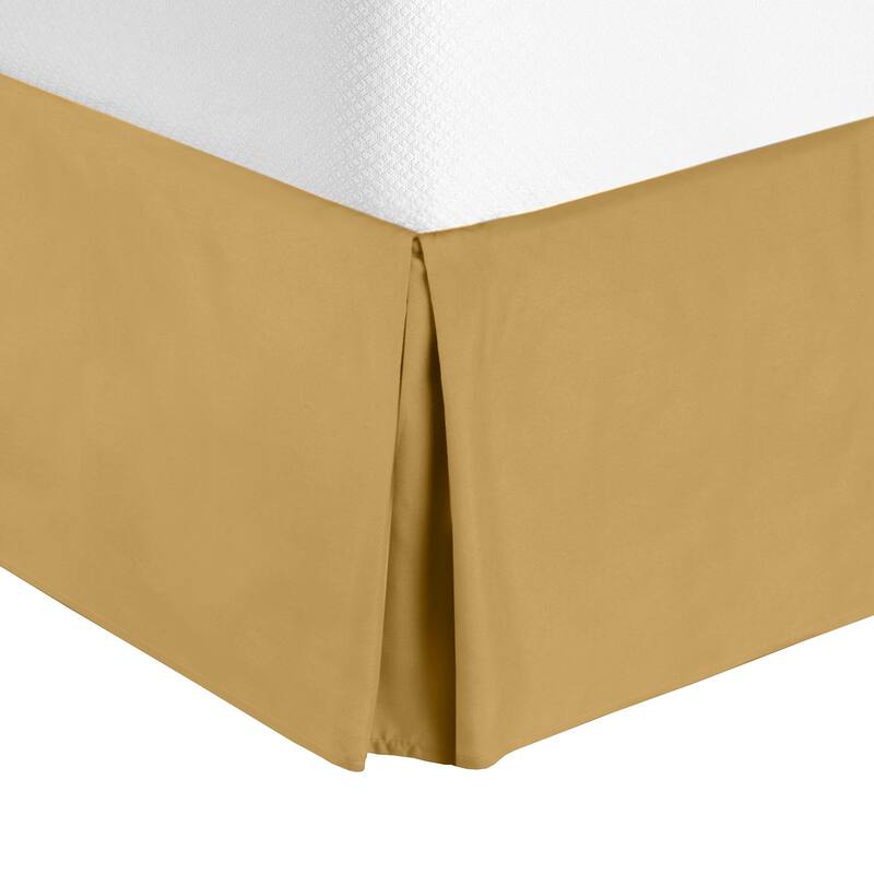 Luxury Microfiber Pleated Bed Skirt 14 Inch Drop Queen Size - Camel Gold