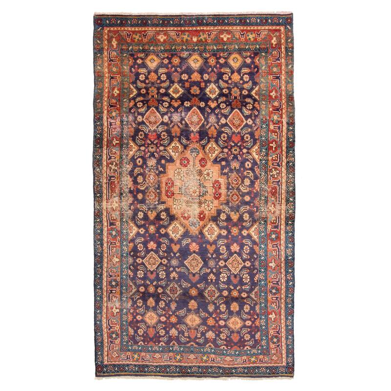 ECARPETGALLERY Hand-knotted Antalya Vintage Dark Navy Wool Rug - 3'7 x 6'9