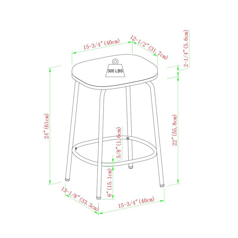 Modern Simple Counter Stool with Upholstered Seat, Set of 2