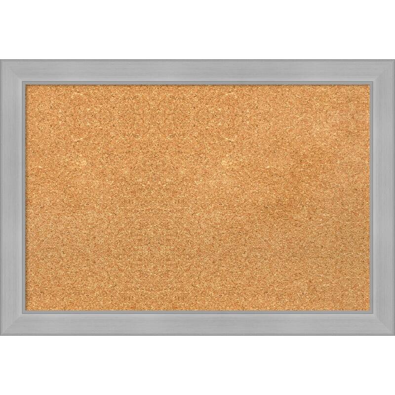 Vista Brushed Nickel Narrow Framed Cork Bulletin Memo Board - 27-Inch x 19-Inch