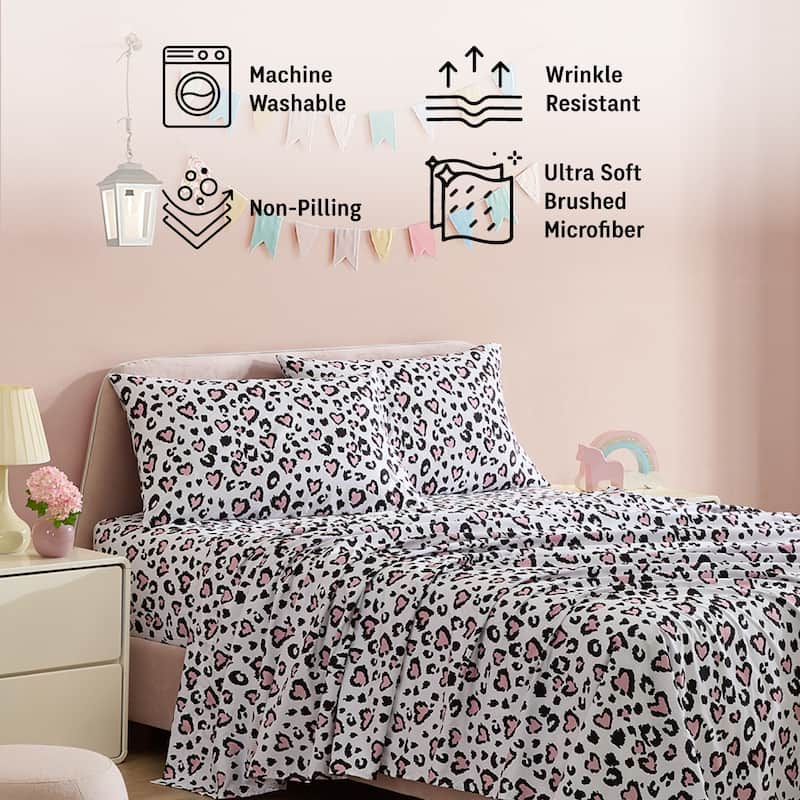 HLC.ME Printed Kids Bed Sheets - Patterned Bed Sheet Set - Wrinkle Resistant & Ultra Soft - For Mattresses up to 15 Inches Deep