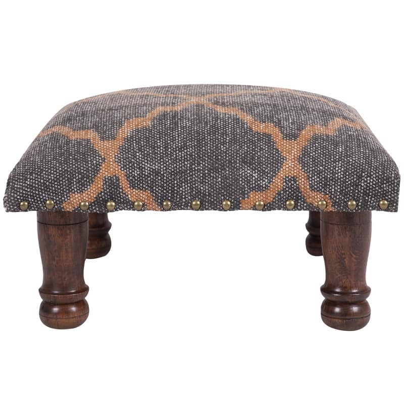 HERAT ORIENTAL Handmade Kilim Upholstered/Cushioned Wood Footstool
