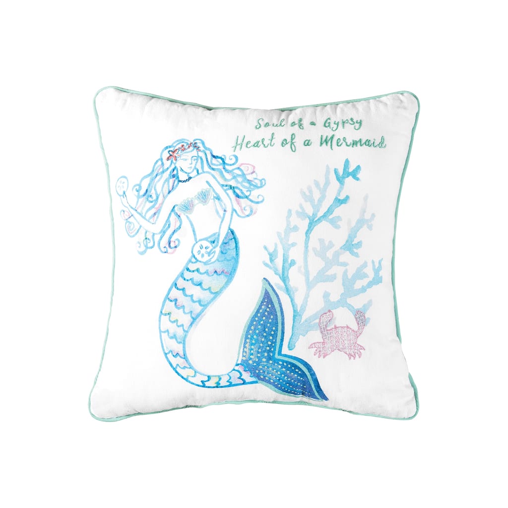 Mermaid Garden Soul Of A Gypsy Embroidered Pillow