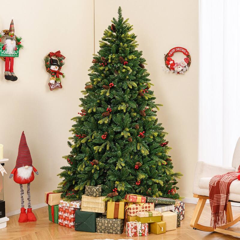 Costway 5/6/7/8 FT Artificial Christmas Tree with 250/370/500/650 RGB - Green - See Details